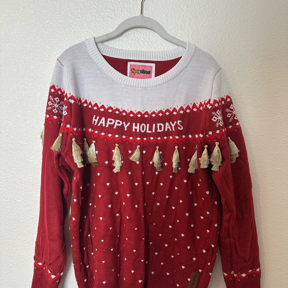 Tipsy Elves Red and White Festive Sweater